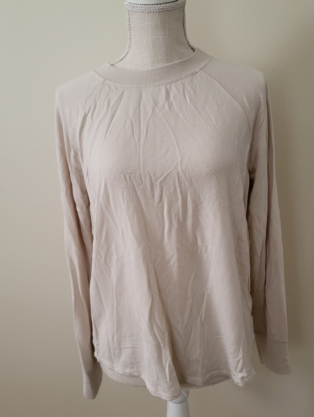 Beige Crewneck Long Sleeve Sweater